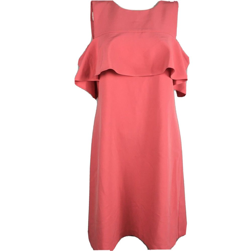 Just Taylor Dress Womens Sz 10 Pink Coral Ruffle Sheath Sleeveless Stretch